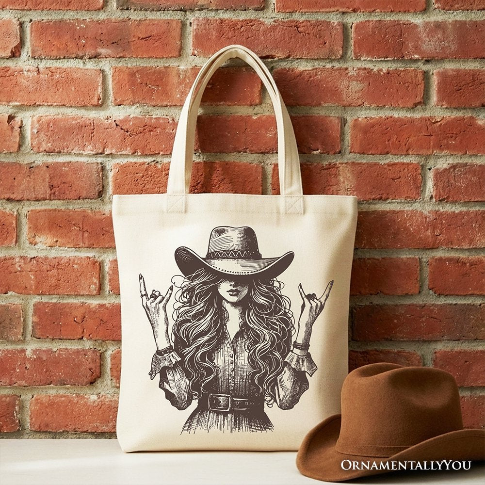 Western Cowgirl Rocker Tote Bag, Country Rodeo Style Gift Shopper - Shaketea
