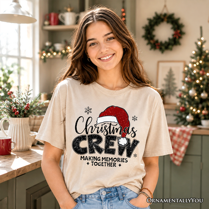 Kids Christmas Crew T-Shirt, Glitter Santa Hat Youth Tee for Making Memories
