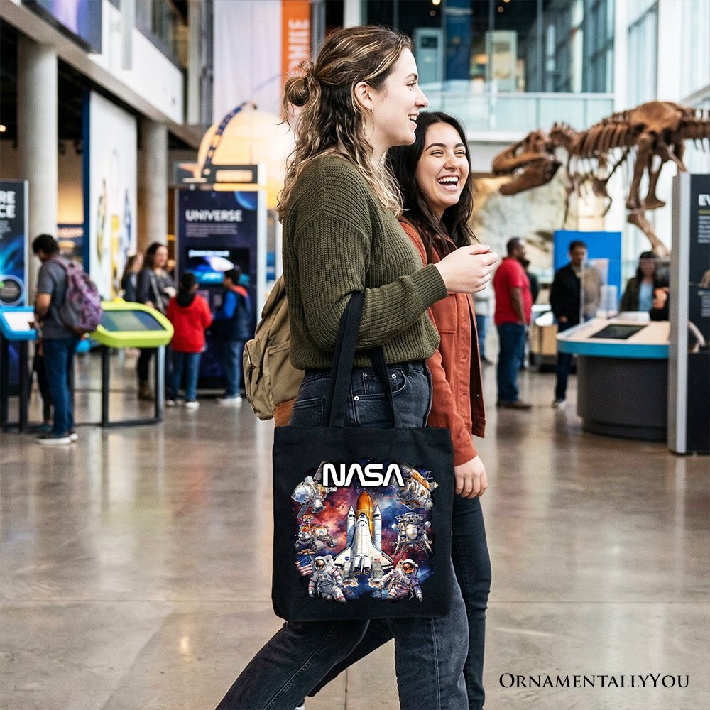 Artistic NASA Handcrafted Tote Bag, Astronaut in Outer Space with the Planets Gift Shopper - Shaketea