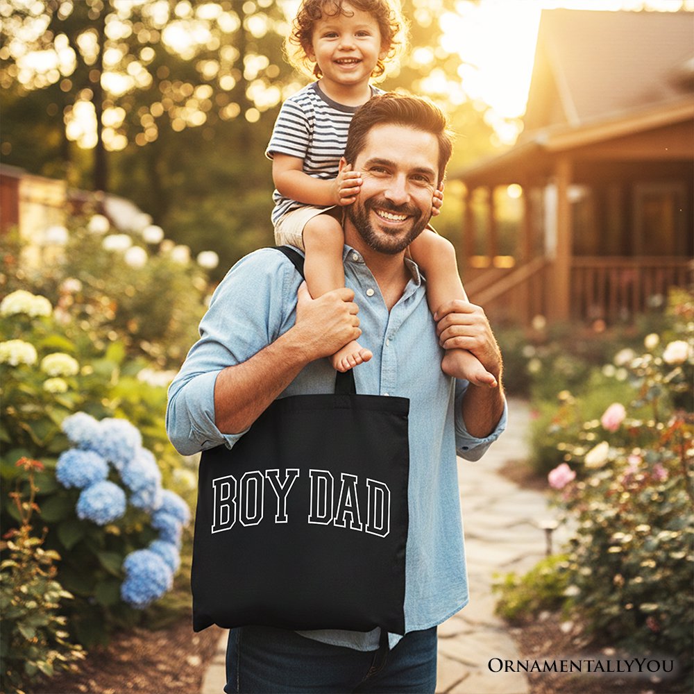Boy Dad Varsity Tote Bag, Father's Day Gift Shopper - Shaketea