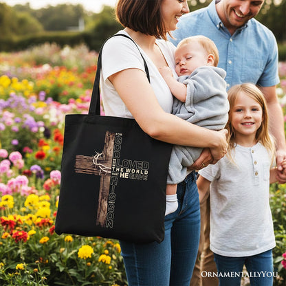 God Gave His Only Son Cross Tote Bag, Christian John 3:16 Faith Gift Shopper - Shaketea
