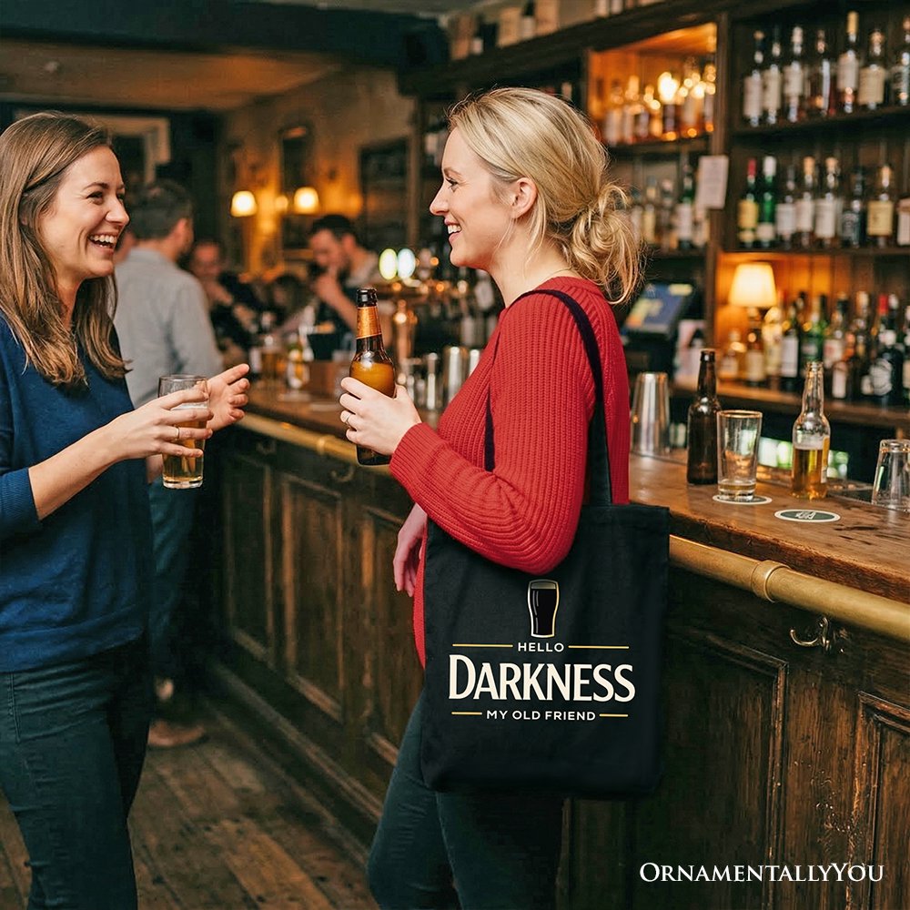 Hello Darkness My Old Friend Tote Bag, Dark Beer Lover Gift Shopper - Shaketea