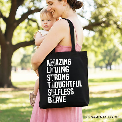 Inspirational Mom Tote Bag, Definition Gift Shopper for Brave and Thoughtful Mothers - Shaketea