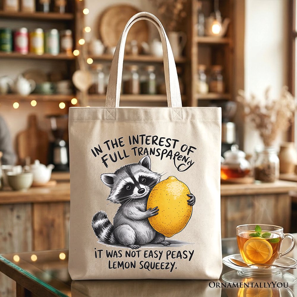 Lemon Squeezy Raccoon Tote Bag, Funny Gift Shopper for Sarcastic People - Shaketea