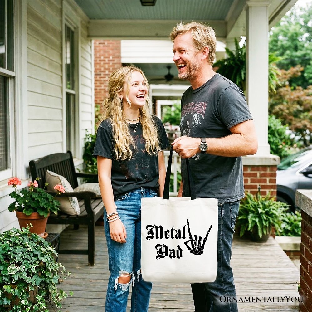Metal Dad Skeleton Tote Bag, Rock Music Hand Sign Gift Shopper - Shaketea