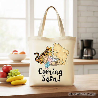 Pregnancy Announcement Winnie-the-Pooh Tote Bag 1926 A.A. Milne Baby Coming Soon Mom Gift Shopper - Shaketea