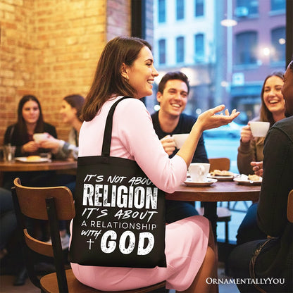 Relationship With God Tote Bag, Christian Statement Faith Gift Shopper - Shaketea