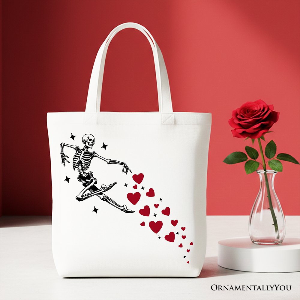 Skeleton Hearts Valentine Tote Bag, Playful Funny Gift Shopper - Shaketea