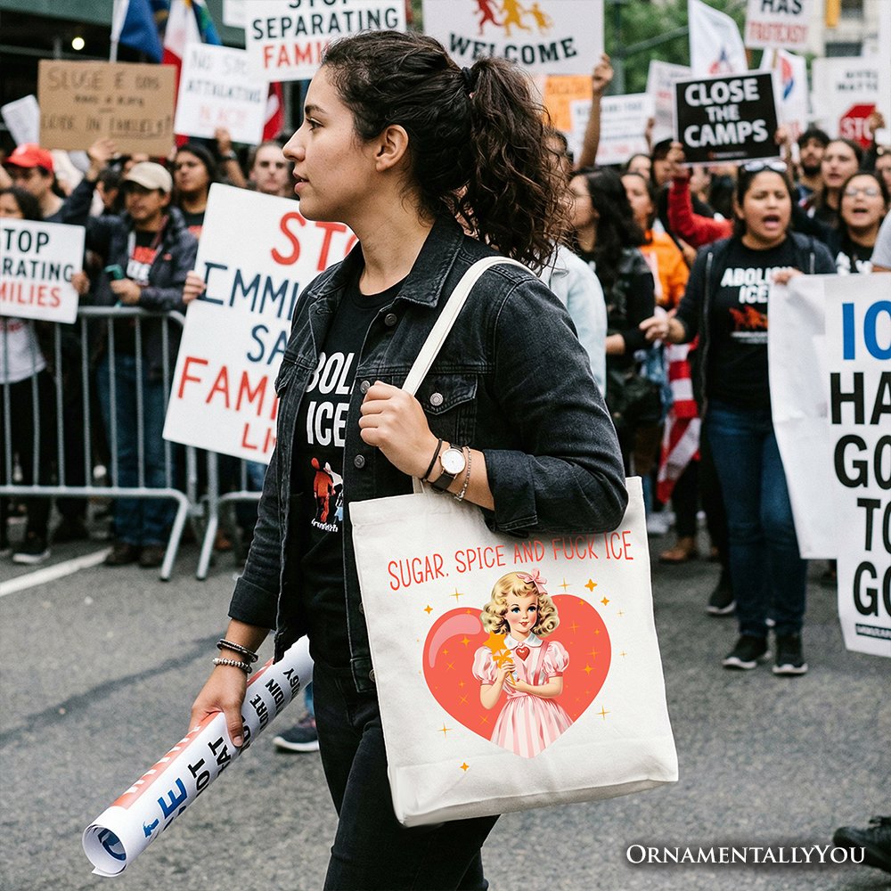 Sugar Spice and Fuck Ice Retro Protest Tote Bag, Vintage Social Justice Gift Shopper - Shaketea