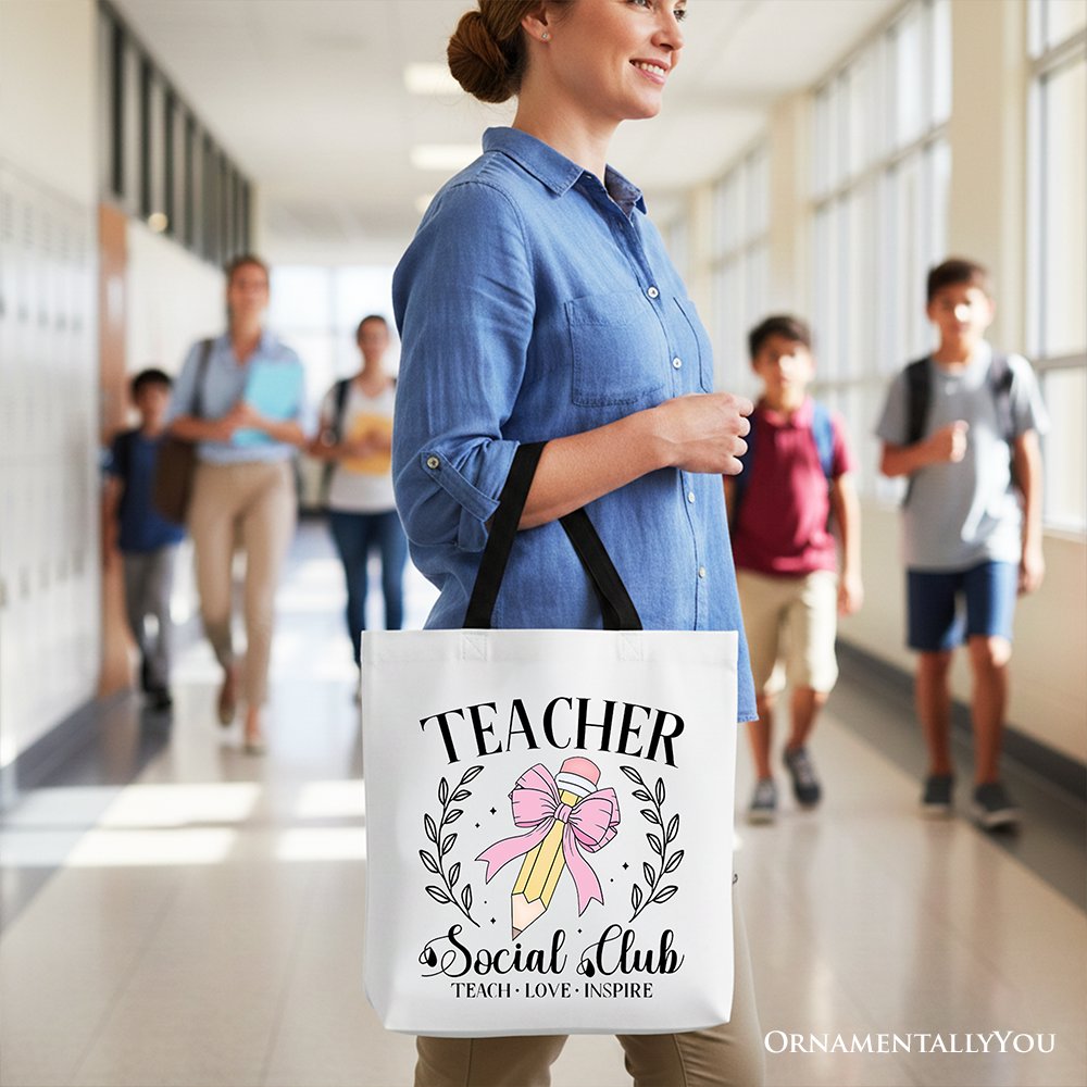 Teacher Social Club Tote Bag, Gift Shopper for Stylish Educators - Shaketea