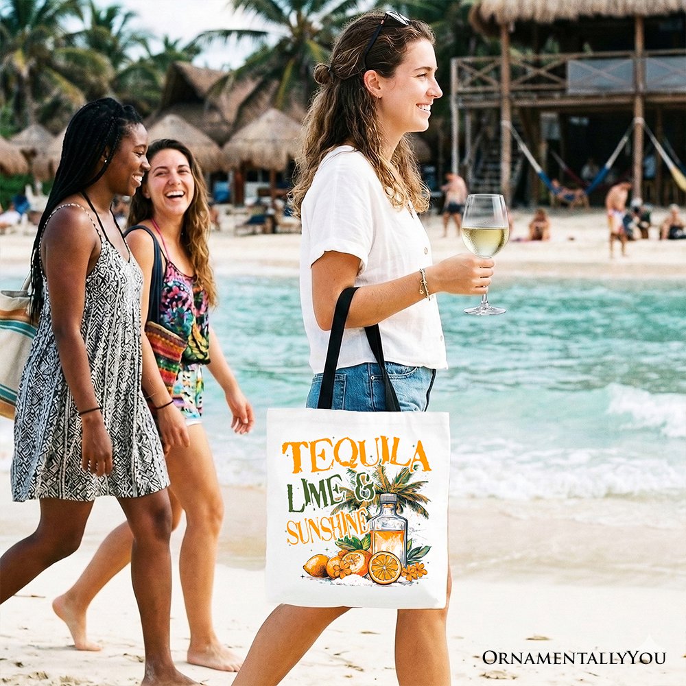 Tequila Lime & Sunshine Tote Bag, Trendy Summer Drinking Gift Shopper - Shaketea