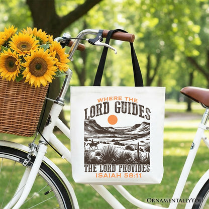 The Lord Provides Christian Tote Bag, Retro Western Desert Worship Gift Shopper - Shaketea