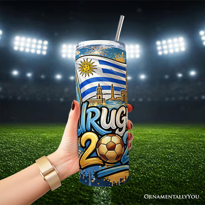 Uruguay 2026 Soccer Cup Global Championship 20oz Tumbler With Lid and Stainless Steel Straw, Fans Football Gift Cup