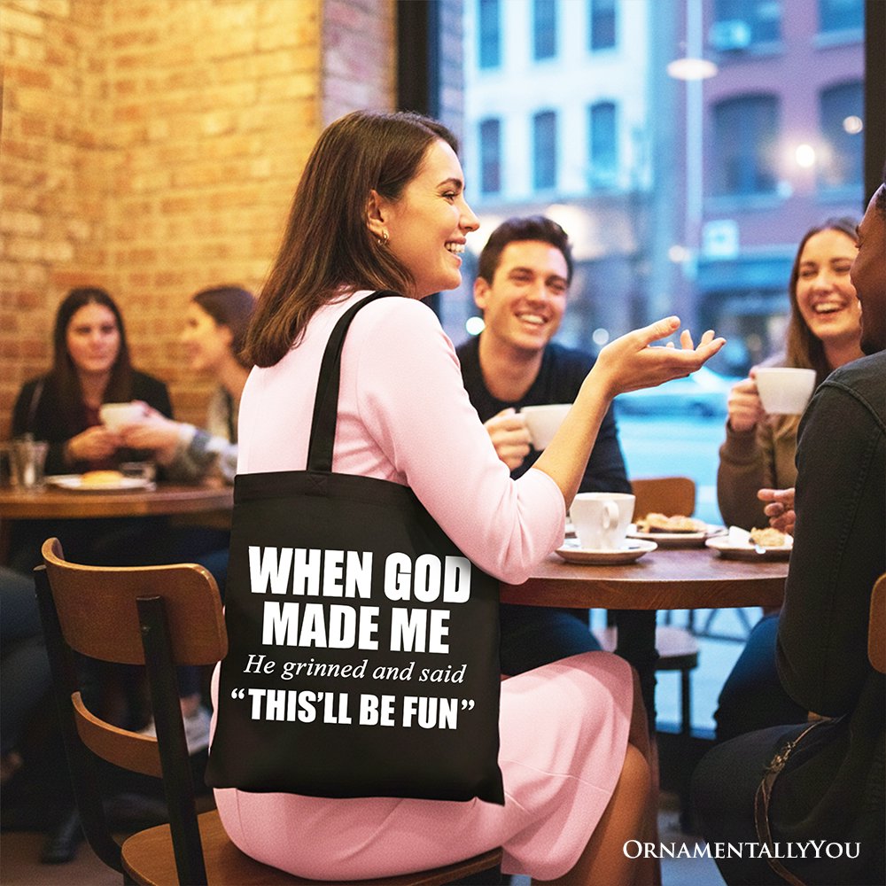 When God Made Me Christian Tote Bag, Funny Faith Gift Shopper - Shaketea