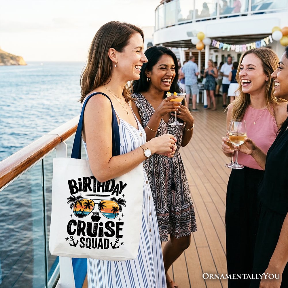 Birthday Cruise Squad Tote Bag, Tropical Vacation Cruise Trip Gift Shopper - Shaketea