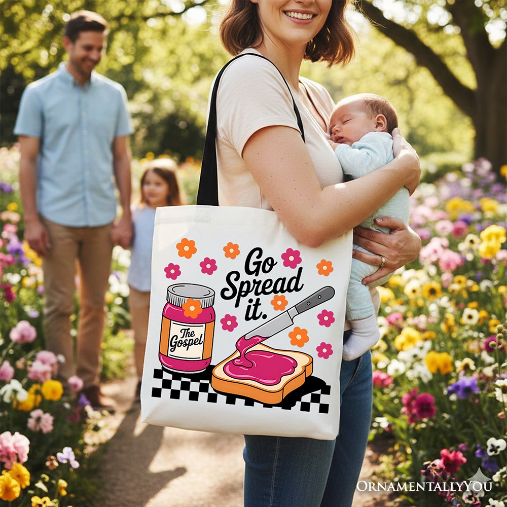 Go Spread It Christian Tote Bag, Cute Gospel Jam and Toast Gift Shopper - Shaketea