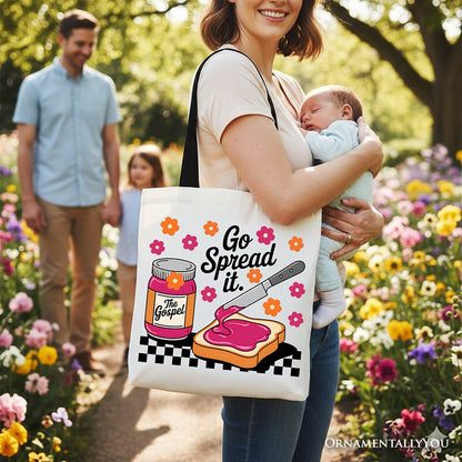 Go Spread It Christian Tote Bag, Cute Gospel Jam and Toast Gift Shopper - Shaketea