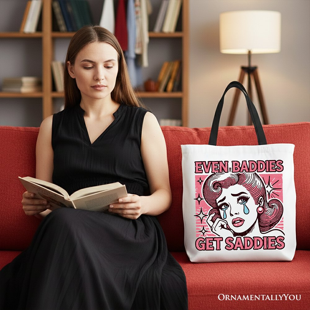 Even Baddies Get Saddies Tote Bag, Retro Crying Girl Pop Art for Stylish and Emotional Women - Shaketea