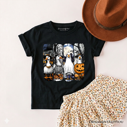 Kids Halloween Goose in Costume T-Shirt, Spooky Fall Geese Tee for Youth