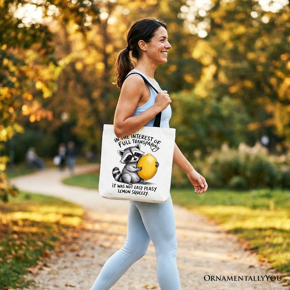 Lemon Squeezy Raccoon Tote Bag, Funny Gift Shopper for Sarcastic People - Shaketea