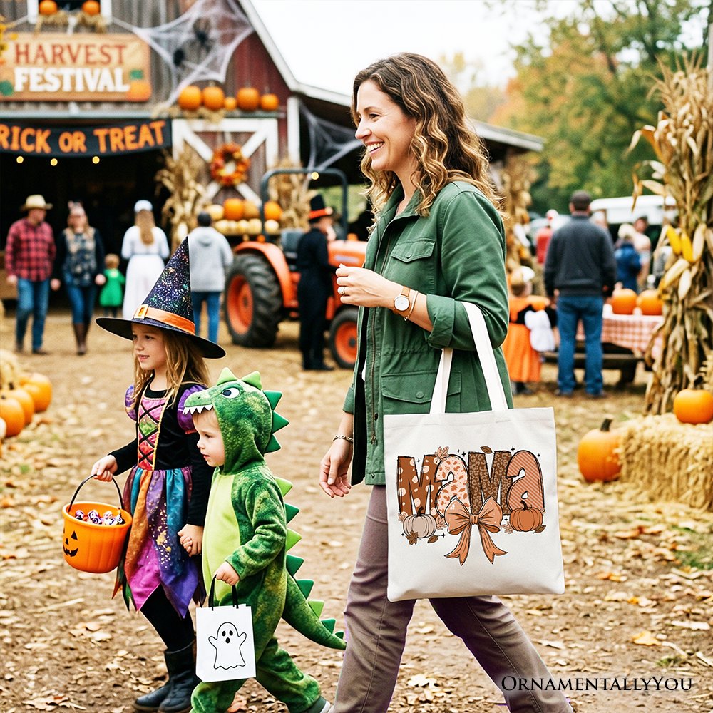 Mama Coquette Autumn Tote Bag, Cozy Fall Pumpkins for Mothers - Shaketea
