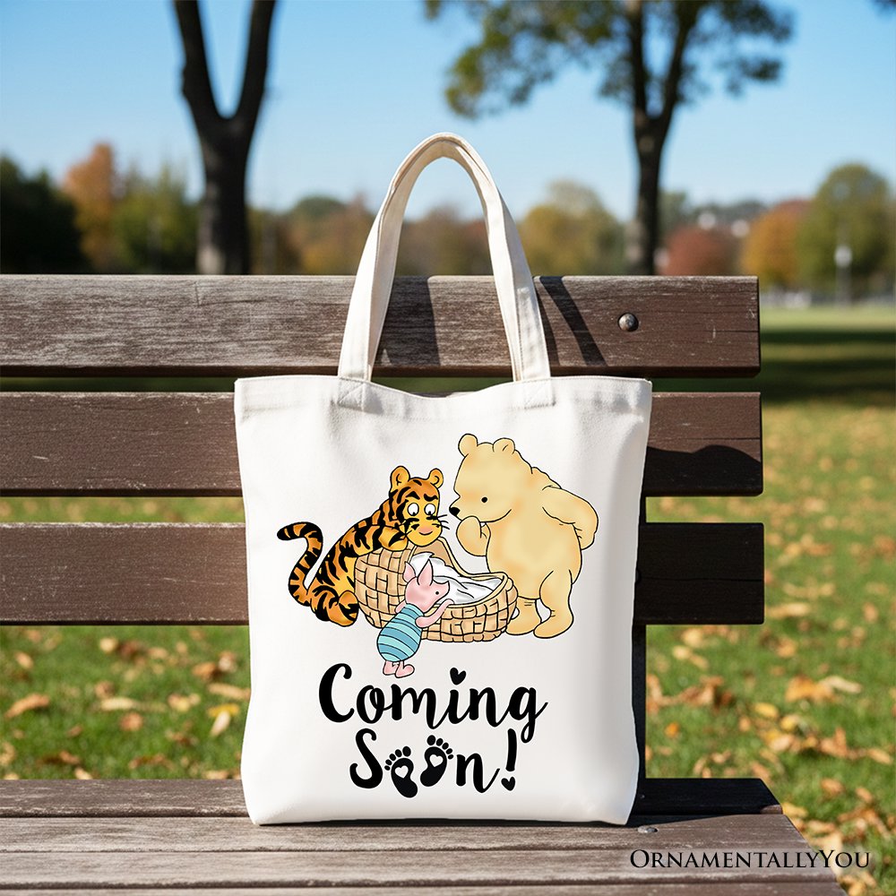 Pregnancy Announcement Winnie-the-Pooh Tote Bag 1926 A.A. Milne Baby Coming Soon Mom Gift Shopper - Shaketea