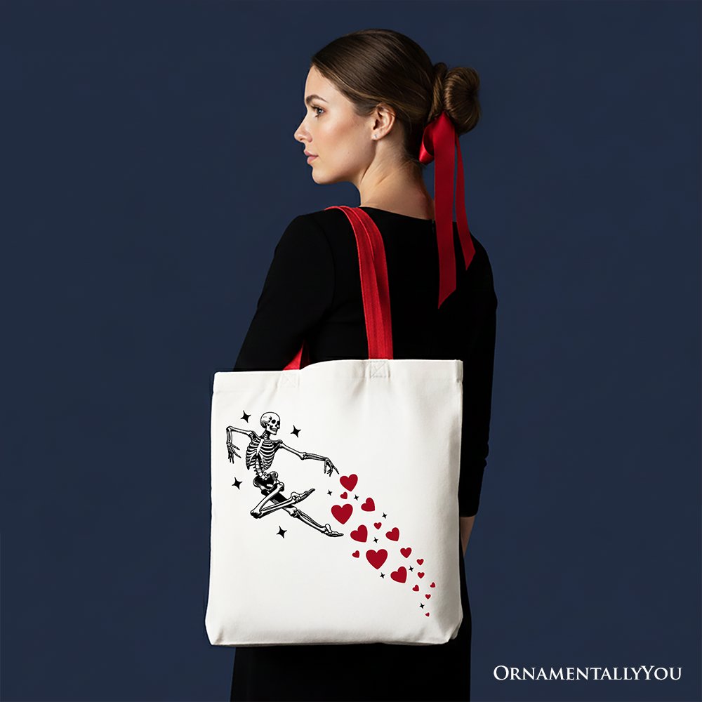 Skeleton Hearts Valentine Tote Bag, Playful Funny Gift Shopper - Shaketea
