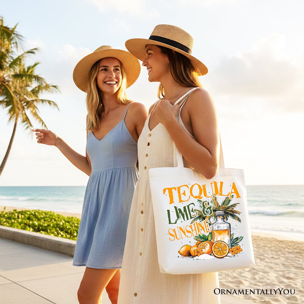 Tequila Lime & Sunshine Tote Bag, Trendy Summer Drinking Gift Shopper - Shaketea