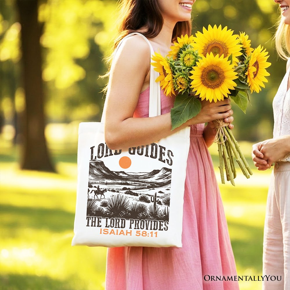 The Lord Provides Christian Tote Bag, Retro Western Desert Worship Gift Shopper - Shaketea