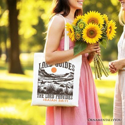 The Lord Provides Christian Tote Bag, Retro Western Desert Worship Gift Shopper - Shaketea