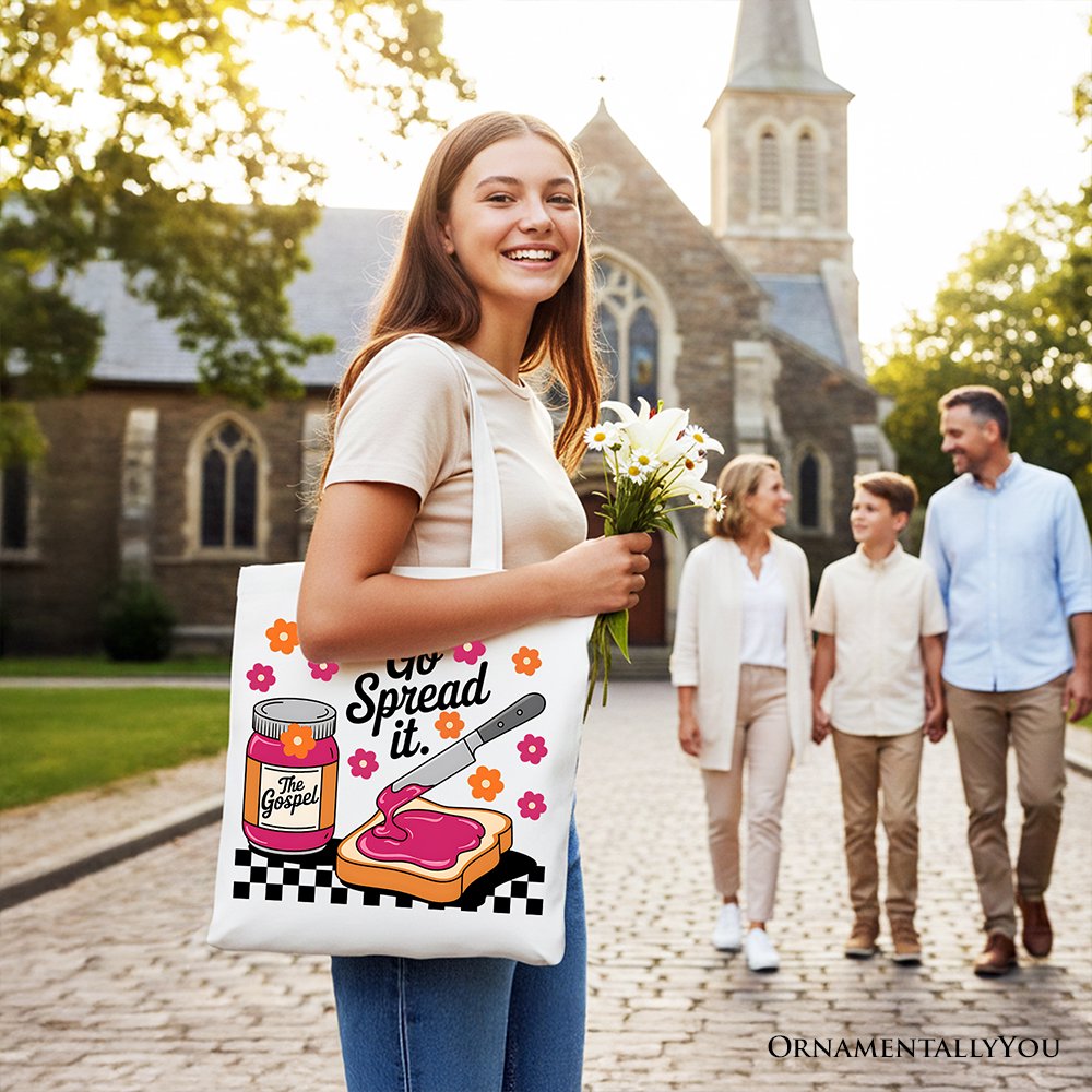 Go Spread It Christian Tote Bag, Cute Gospel Jam and Toast Gift Shopper - Shaketea