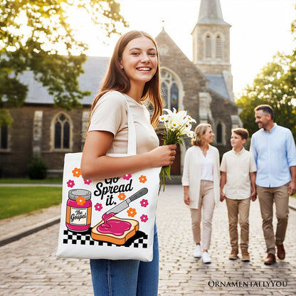 Go Spread It Christian Tote Bag, Cute Gospel Jam and Toast Gift Shopper - Shaketea