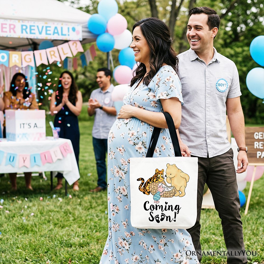 Pregnancy Announcement Winnie-the-Pooh Tote Bag 1926 A.A. Milne Baby Coming Soon Mom Gift Shopper - Shaketea