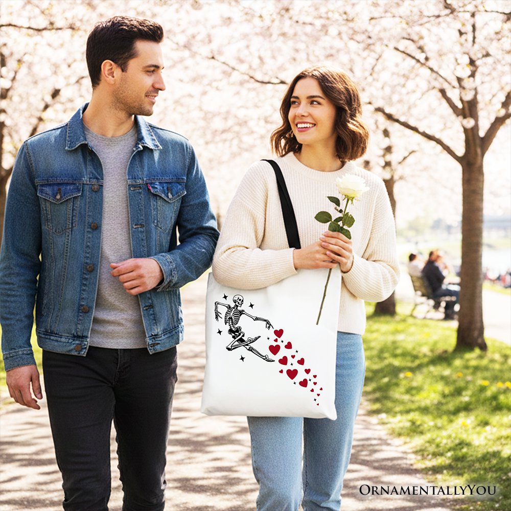 Skeleton Hearts Valentine Tote Bag, Playful Funny Gift Shopper - Shaketea