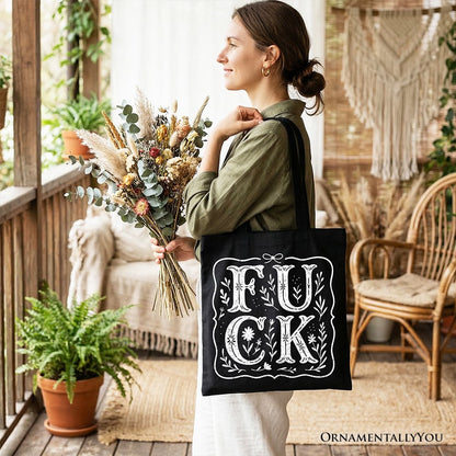 Sweary Wildflower Adult Humor Tote Bag, Western Boho Sassy Gift Shopper - Shaketea