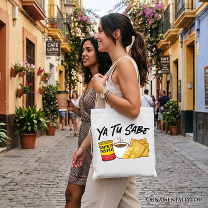Tu Sabe Café Queso and Galleta Tote Bag, Funny Latin Coffee Gift Shopper For Caffeine Lover - Shaketea
