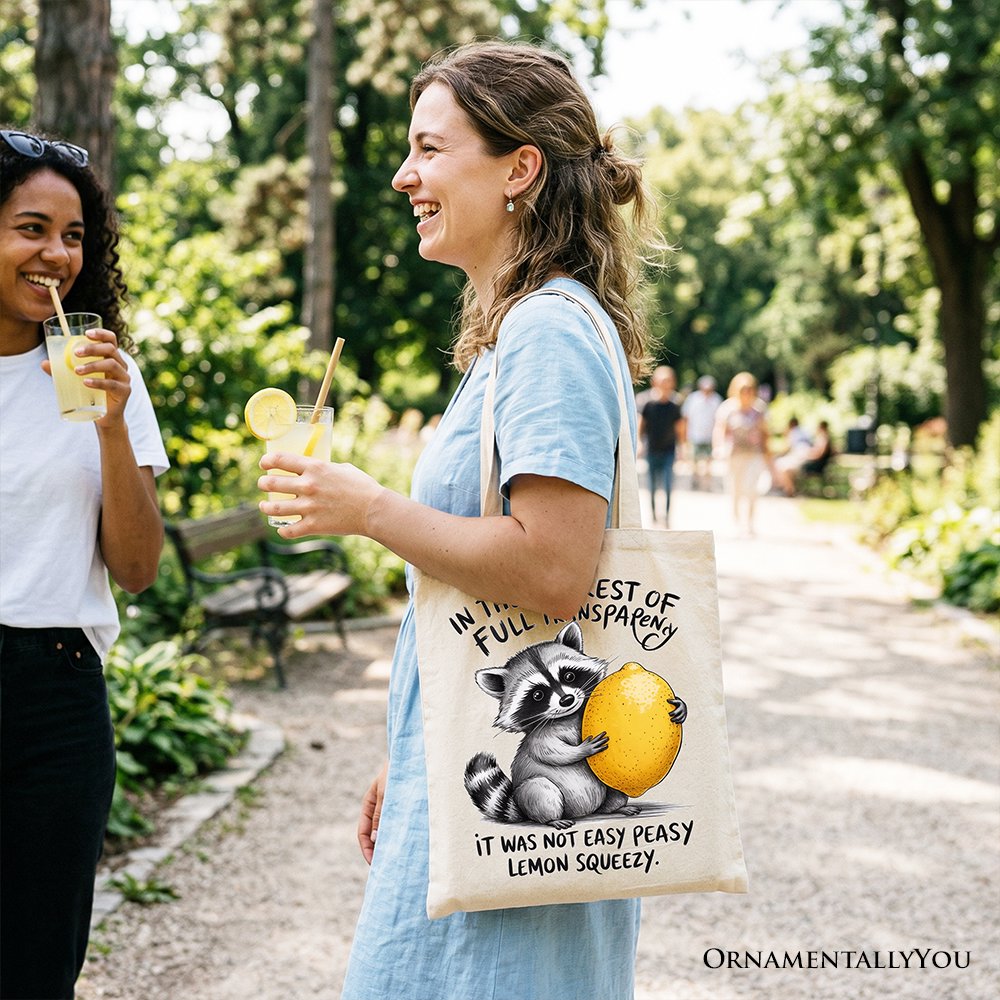 Lemon Squeezy Raccoon Tote Bag, Funny Gift Shopper for Sarcastic People - Shaketea