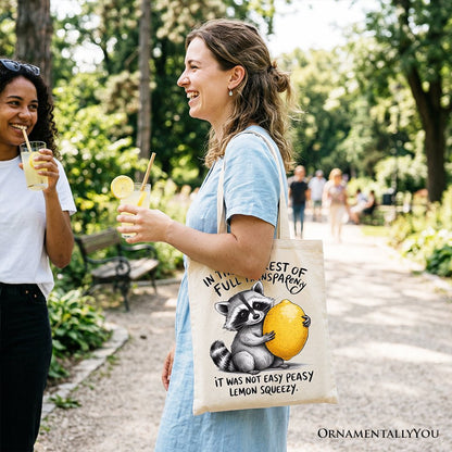 Lemon Squeezy Raccoon Tote Bag, Funny Gift Shopper for Sarcastic People - Shaketea