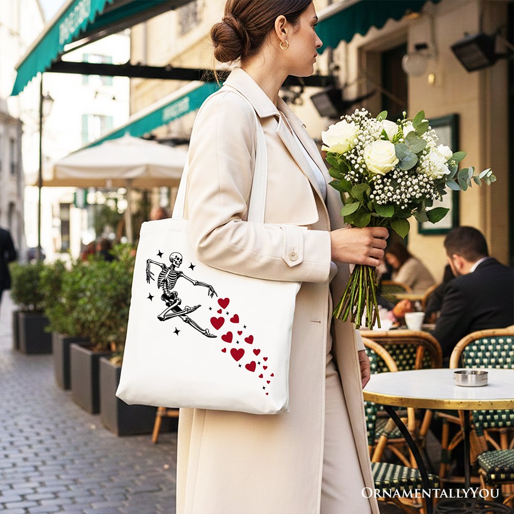 Skeleton Hearts Valentine Tote Bag, Playful Funny Gift Shopper - Shaketea