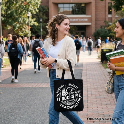 Some Days I Rock It Some Days It Rocks Me Tote Bag, Funny Gift Shopper for Fun Teachers - Shaketea