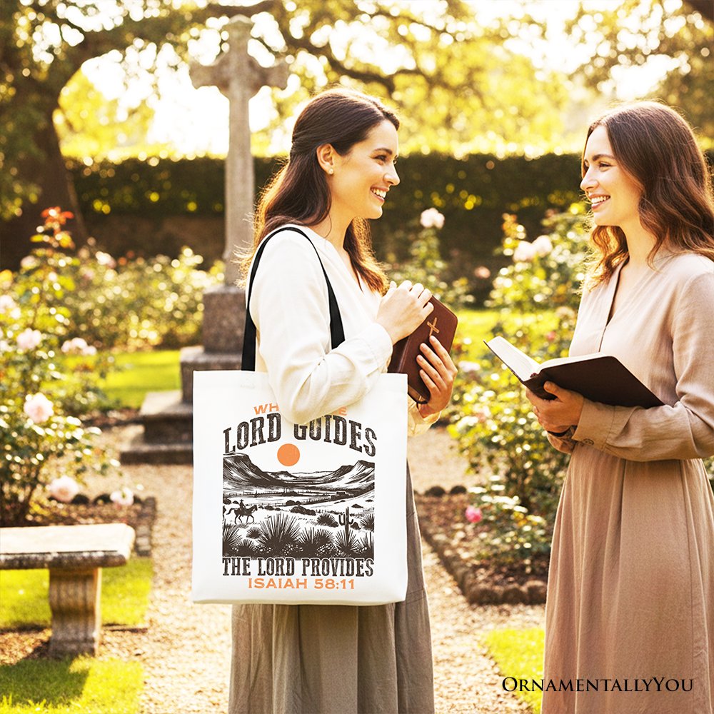 The Lord Provides Christian Tote Bag, Retro Western Desert Worship Gift Shopper - Shaketea