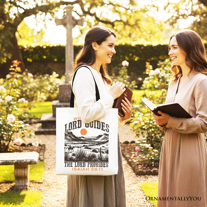 The Lord Provides Christian Tote Bag, Retro Western Desert Worship Gift Shopper - Shaketea