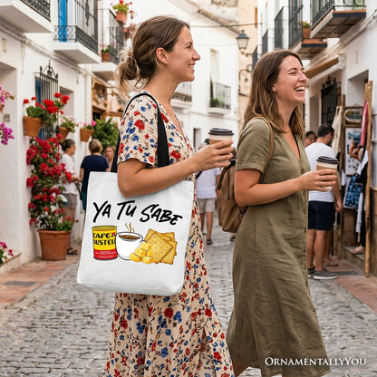 Tu Sabe Café Queso and Galleta Tote Bag, Funny Latin Coffee Gift Shopper For Caffeine Lover - Shaketea