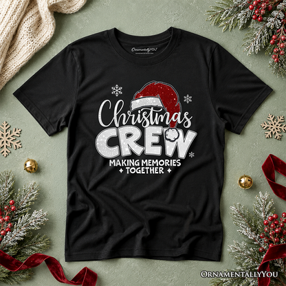 Kids Christmas Crew T-Shirt, Glitter Santa Hat Youth Tee for Making Memories