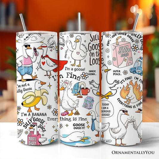Funny Silly Goose Tumbler With Lid and Stainless Steel Straw, Humor Meme Travel Mug Gift - Shaketea
