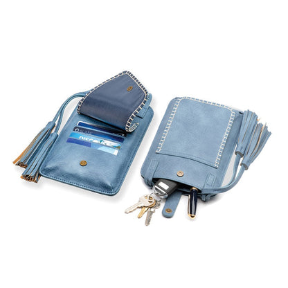 Free Spirit Crossbody Phone Purse Vegan Leather Fits 7 Inches Touch Screen Window