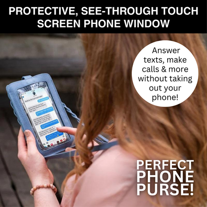 Free Spirit Crossbody Phone Purse Vegan Leather Fits 7 Inches Touch Screen Window