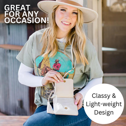 Free Spirit Crossbody Phone Purse Vegan Leather Fits 7 Inches Touch Screen Window