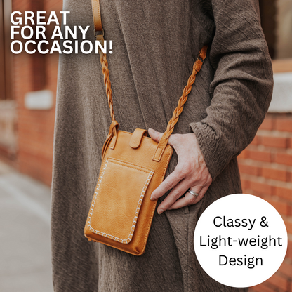 Free Spirit Crossbody Phone Purse Vegan Leather Fits 7 Inches Touch Screen Window