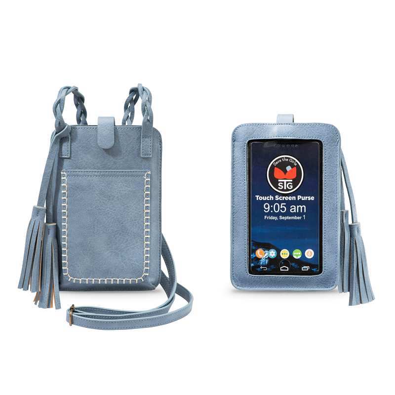 Free Spirit Crossbody Phone Purse Vegan Leather Fits 7 Inches Touch Screen Window